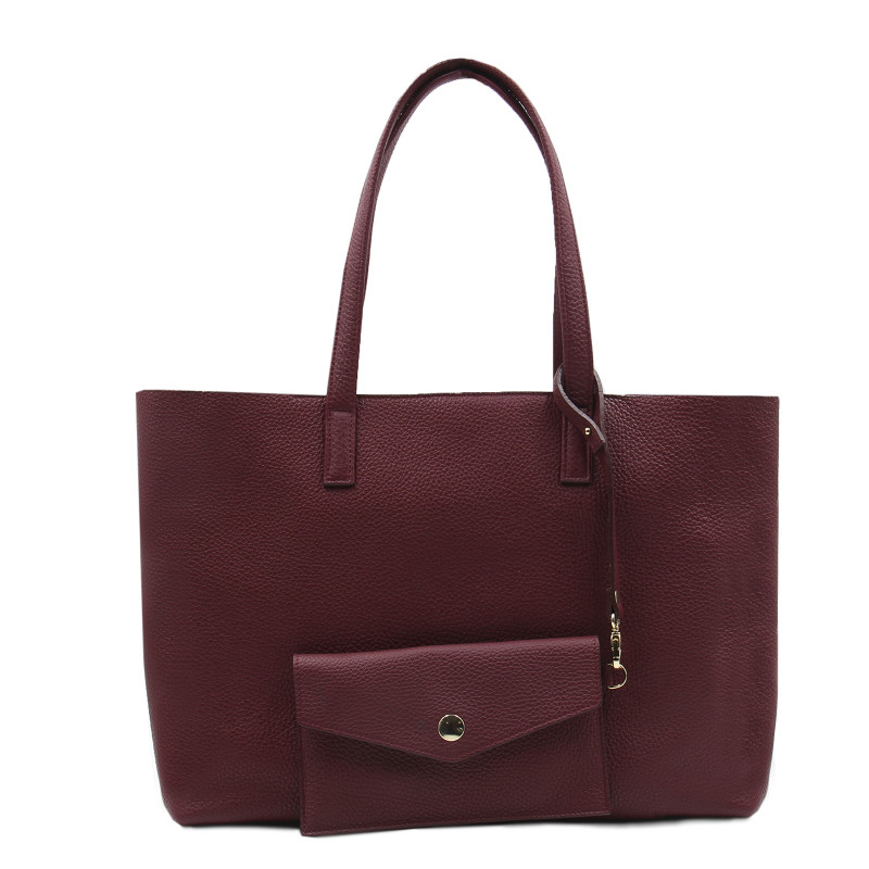 vue arriere sac cabas cuir souple graine bordeaux jules & jenn