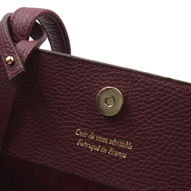 vue interieur sac cabas cuir souple graine bordeaux jules & jenn