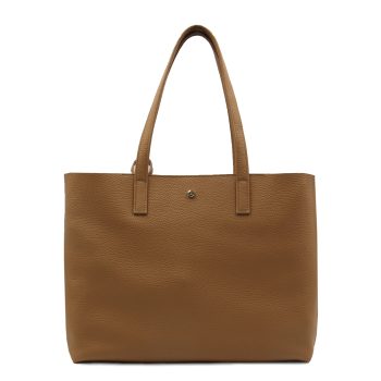 vue face sac cabas cuir souple graine camel jules & jenn