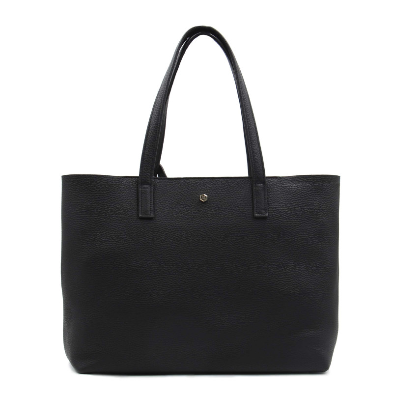vue avant sac cabas cuir souple graine noir jules & jenn