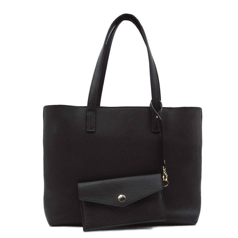 vue arriere sac cabas cuir souple graine noir jules & jenn