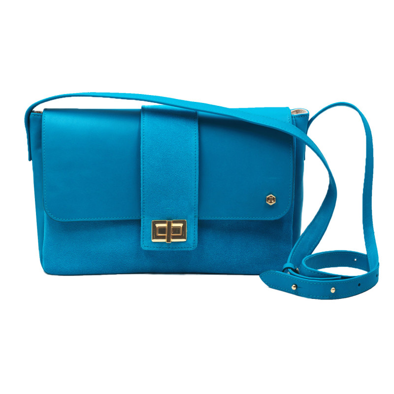 sac bandouliere cuir daim bleu clair jules & jenn