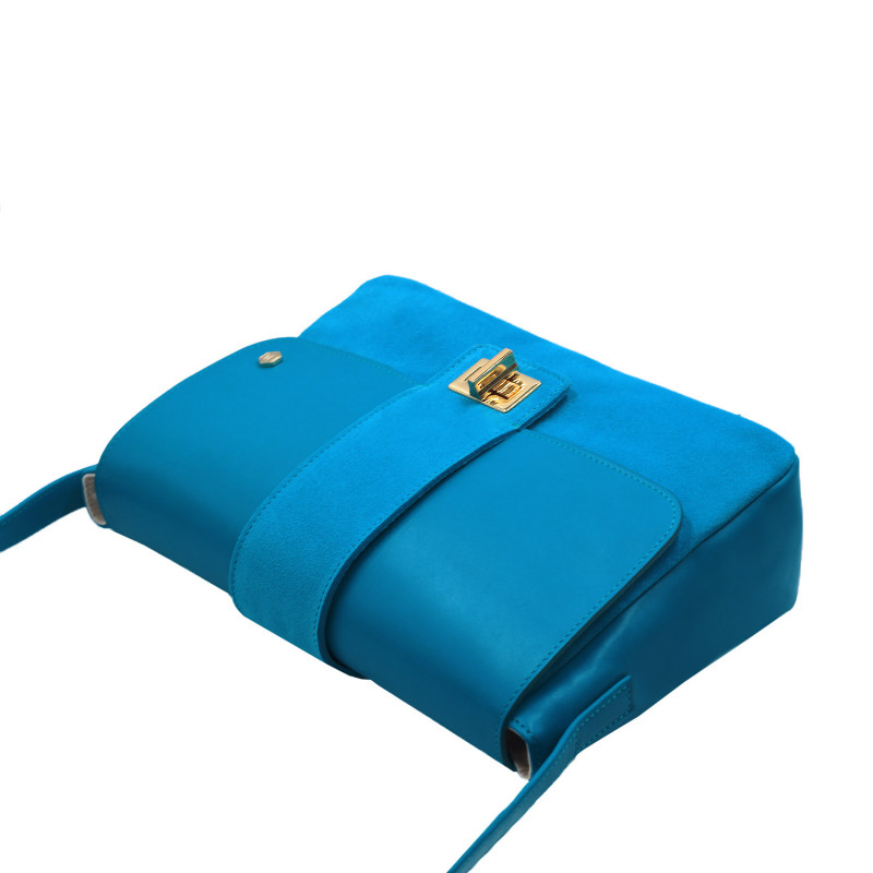 sac bandouliere cuir daim bleu clair jules & jenn