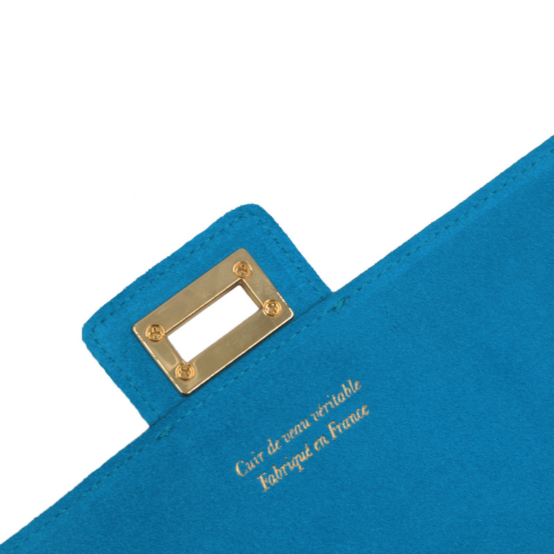 vue bandouliere sac bandouliere cuir daim bleu clair jules & jenn