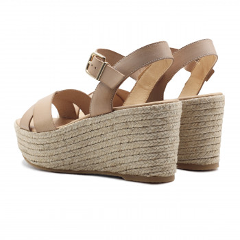 vue arriere sandales compensees cuir beige jules & jenn