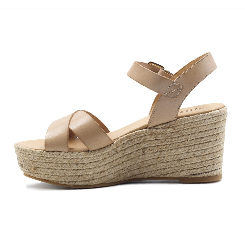 vue interieure sandales compensees cuir beige jules & jenn