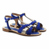sandales plates croisees cuir daim bleu royal jules&jenn