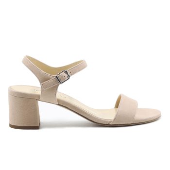 vue exterieur sandales moyen talon cuir daim beige jules & jenn