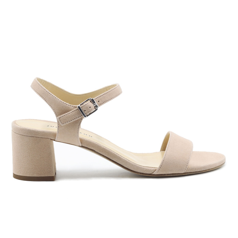 vue exterieur sandales moyen talon cuir daim beige jules & jenn