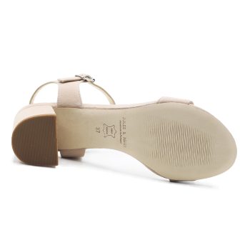 vue dessous sandales moyen talon cuir daim beige jules & jenn
