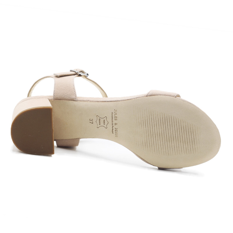 vue dessous sandales moyen talon cuir daim beige jules & jenn