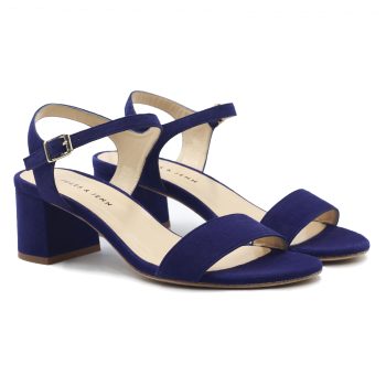 sandales moyen talon cuir daim bleu jules & jenn
