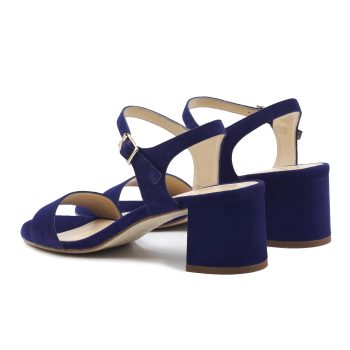 vue arriere sandales moyen talon cuir daim bleu jules & jenn