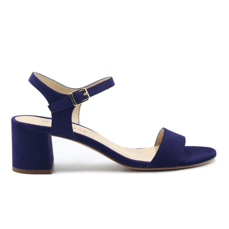 vue exterieur sandales moyen talon cuir daim bleu jules & jenn