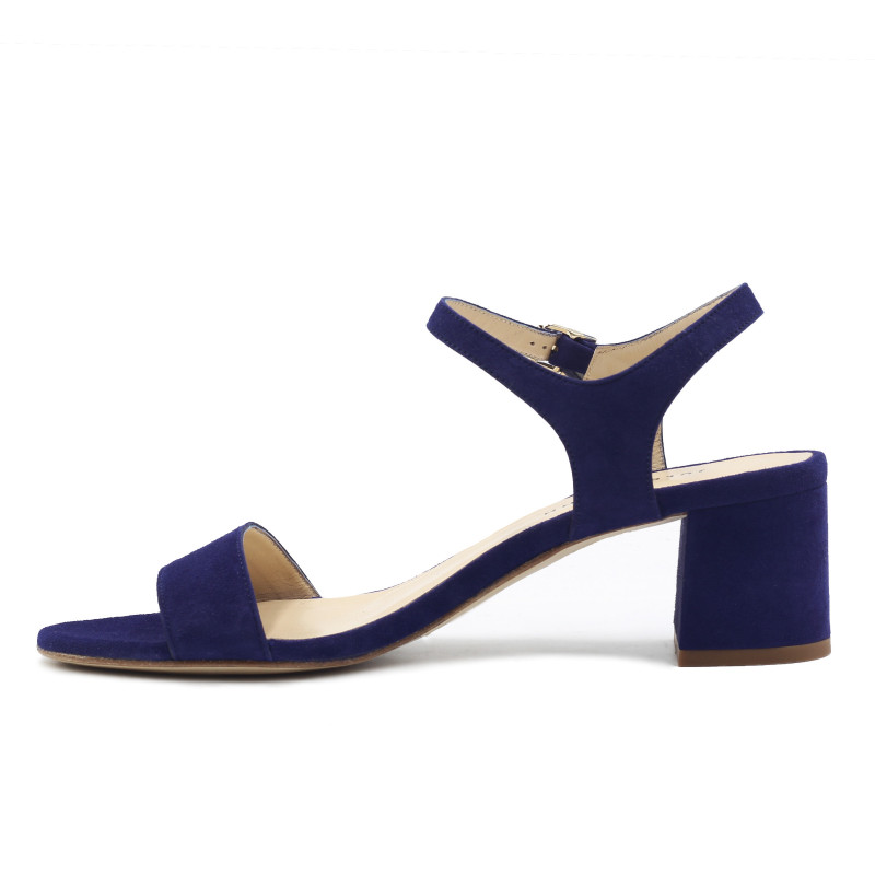vue interieur sandales moyen talon cuir daim bleu jules & jenn
