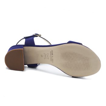 vue dessous sandales moyen talon cuir daim bleu jules & jenn