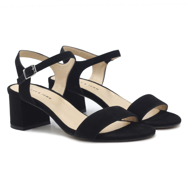sandales moyen talon cuir daim noir jules & jenn