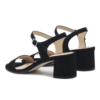 vue arriere sandales moyen talon cuir daim noir jules & jenn
