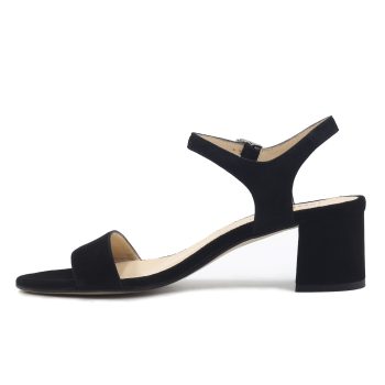 vue interieur sandales moyen talon cuir daim noir jules & jenn