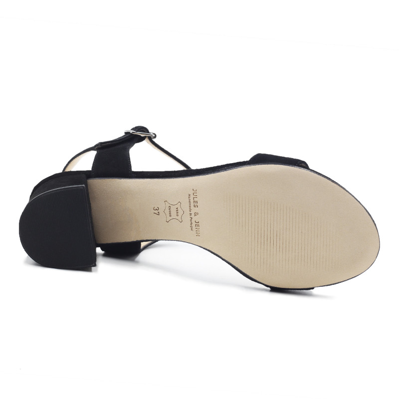 vue dessous sandales moyen talon cuir daim noir jules & jenn