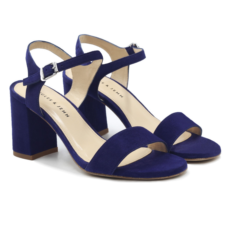 sandales à talon cuir daim bleu jules & jenn