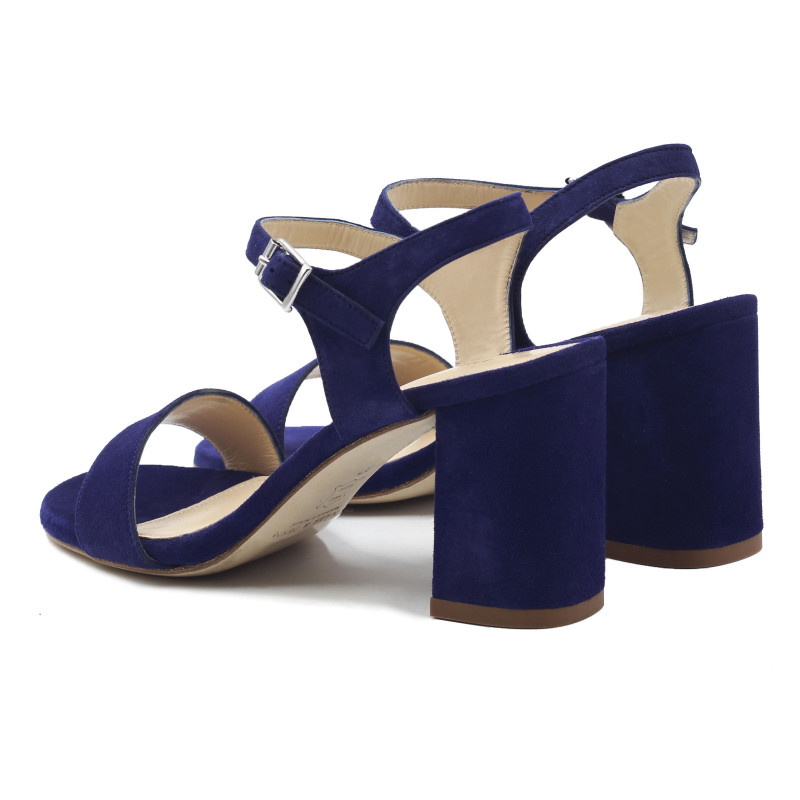 vue arriere sandales à talon cuir daim bleu jules & jenn