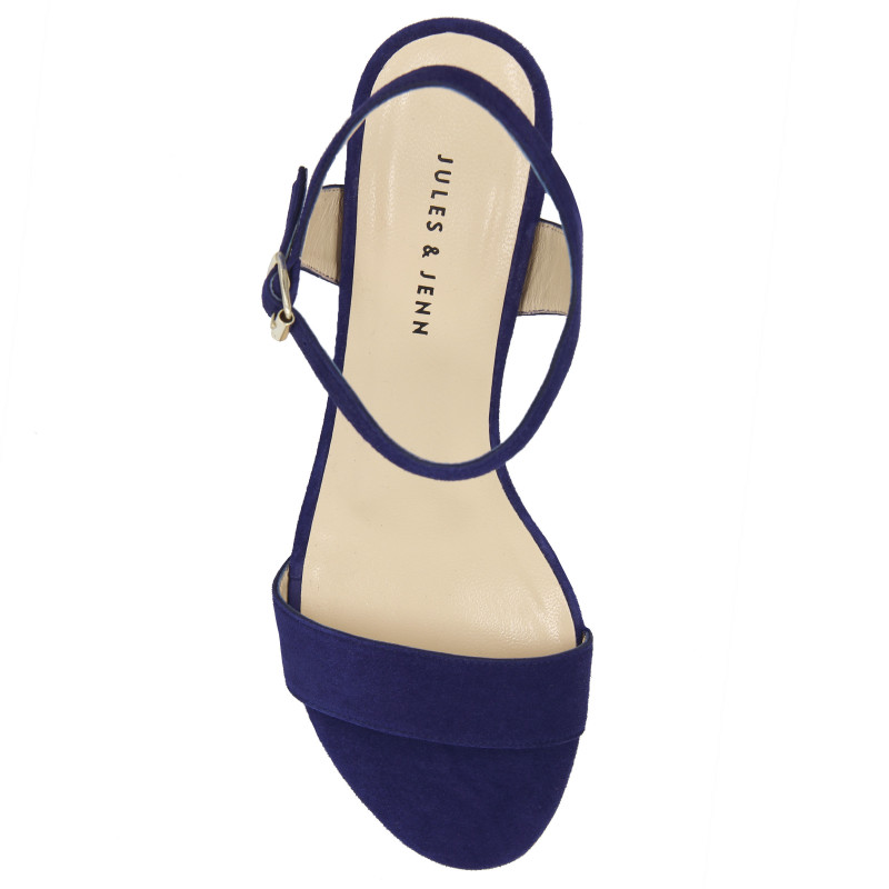 vue dessus sandales à talon cuir daim bleu jules & jenn