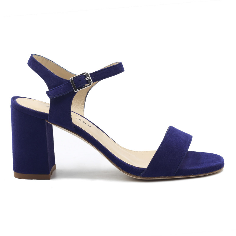 vue exterieur sandales à talon cuir daim bleu jules & jenn