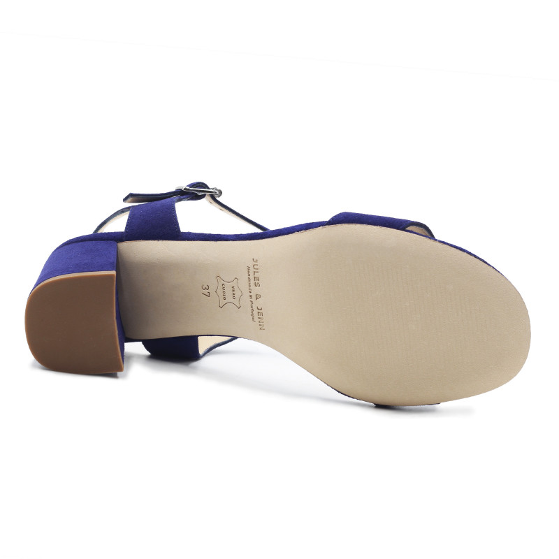 vue dessous sandales à talon cuir daim bleu jules & jenn