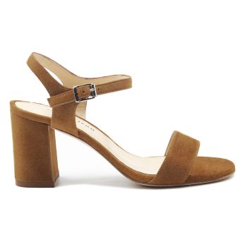 vue exterieur sandales à talon cuir daim camel jules & jenn