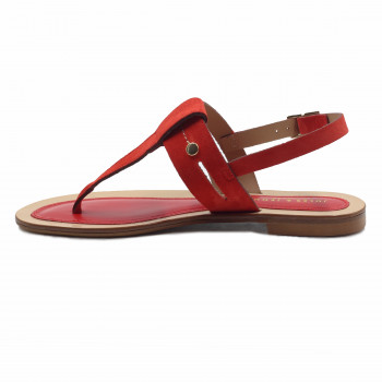 vue interieur sandales tropeziennes cuir daim rouge jules & jenn