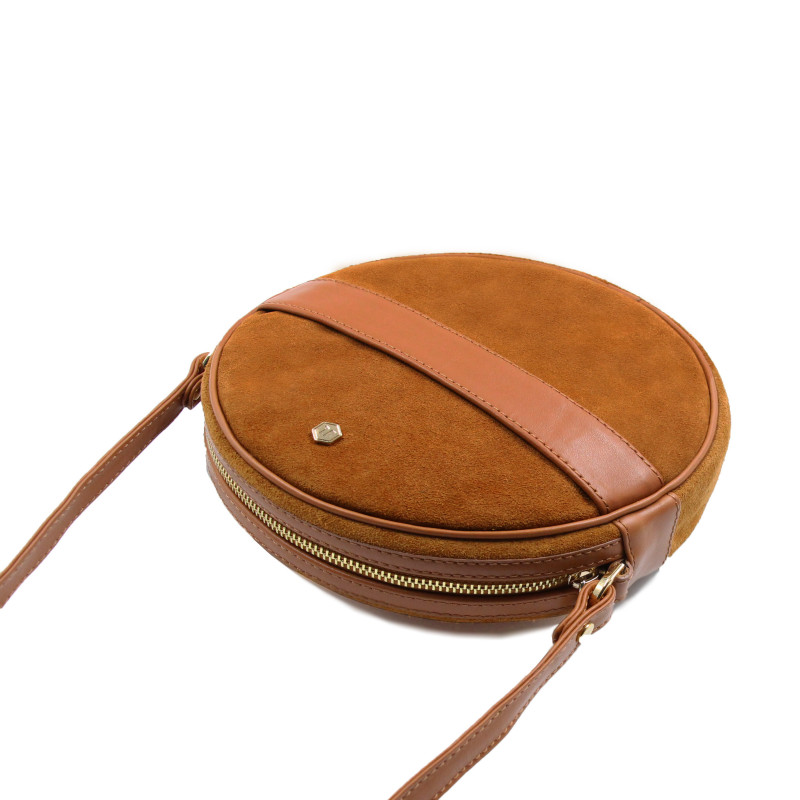 vue dessus sac Alice suir daim camel jules & jenn