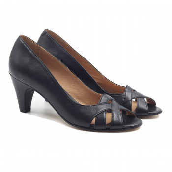 escarpins bout ouvert cuir noir jules & jenn