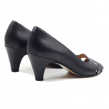 vue arrière escarpins bout ouvert cuir noir jules & jenn