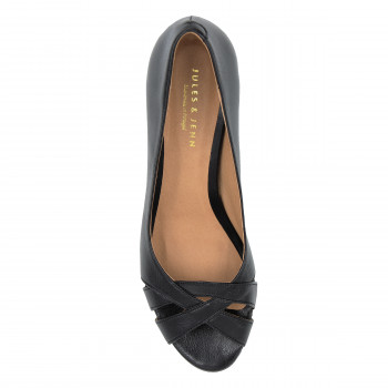 vue dessus escarpins bout ouvert cuir noir jules & jenn