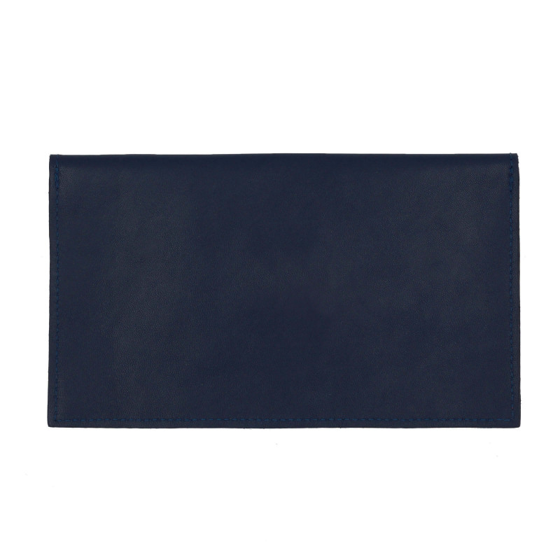 vue arrière pochette enveloppe cuir upcyclé bleu & gris JULES & JENN
