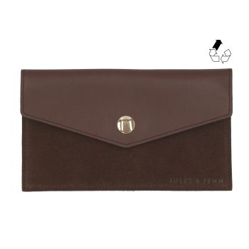 pochette enveloppe cuir upcyclé marron jules & jenn