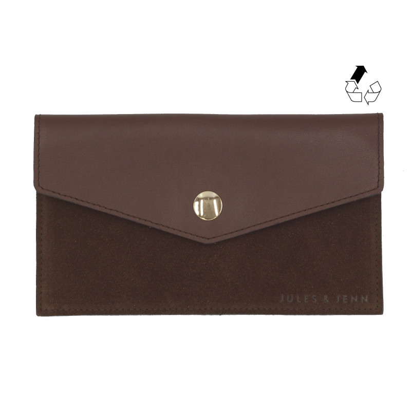 pochette enveloppe cuir upcyclé marron jules & jenn