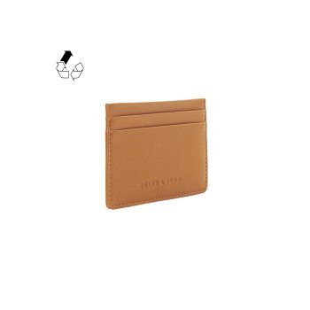 vue debout Porte-carte cuir upcyclé camel jules & jenn