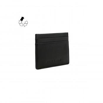 vue debout Porte-carte cuir upcyclé noir jules & jenn
