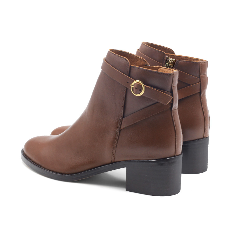 vue arrière bottines cavalière cuir camel jules & jenn