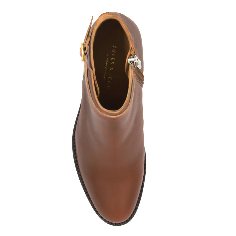vue dessus bottines cavalière cuir camel jules & jenn