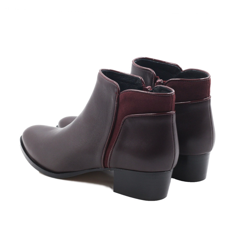 vue arrière bottines moyen talon cuir bordeaux jules & jenn