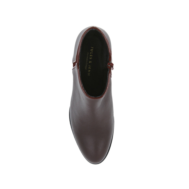 vue dessus bottines moyen talon cuir bordeaux
