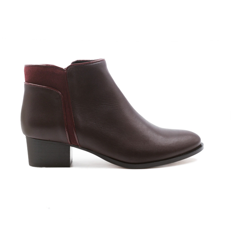 vue extérieur bottines moyen talon cuir bordeaux jules & jenn