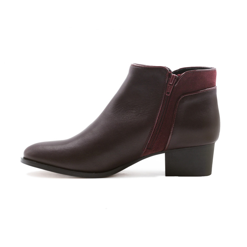 vue intérieur bottines moyen talon cuir bordeaux jules & jenn
