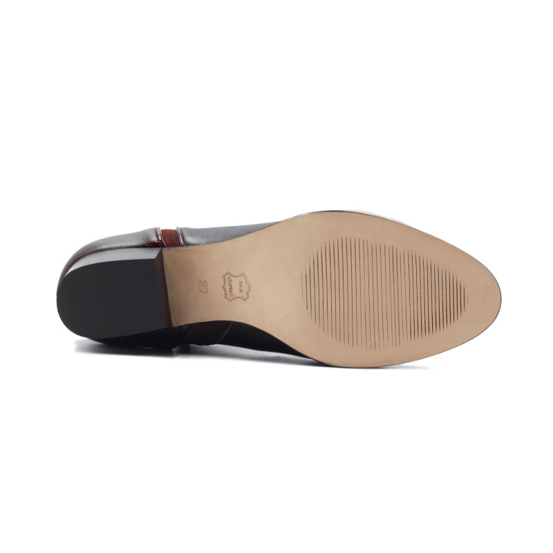 vue dessous bottines moyen talon cuir bordeaux JULES & JENN