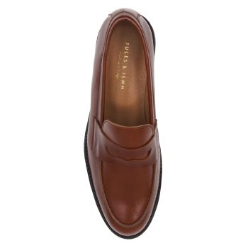 vue dessus mocassins femme cuir camel jules & jenn