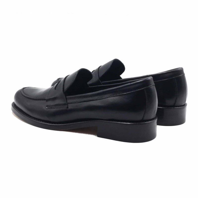 vue arrière mocassins femme cuir noir jules & jenn