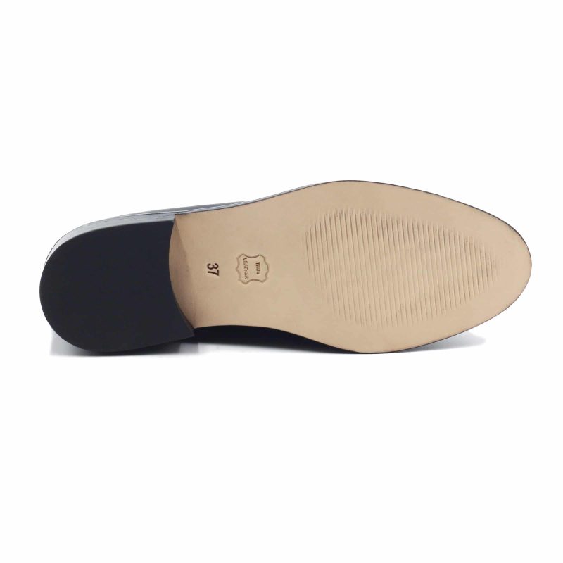 vue dessous mocassins femme cuir noir jules & jenn